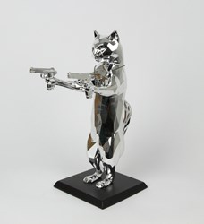 Rebel With The Paws (chrome/ black) by Maxim - Original Sculpture sized 12x17 inches. Available from Whitewall Galleries